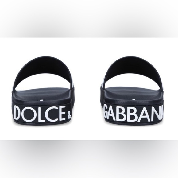 Dolce&Gabbana Black White Logo Pool Slides EU Size 40 (Mens US 9) Unisex - Picture 4 of 17